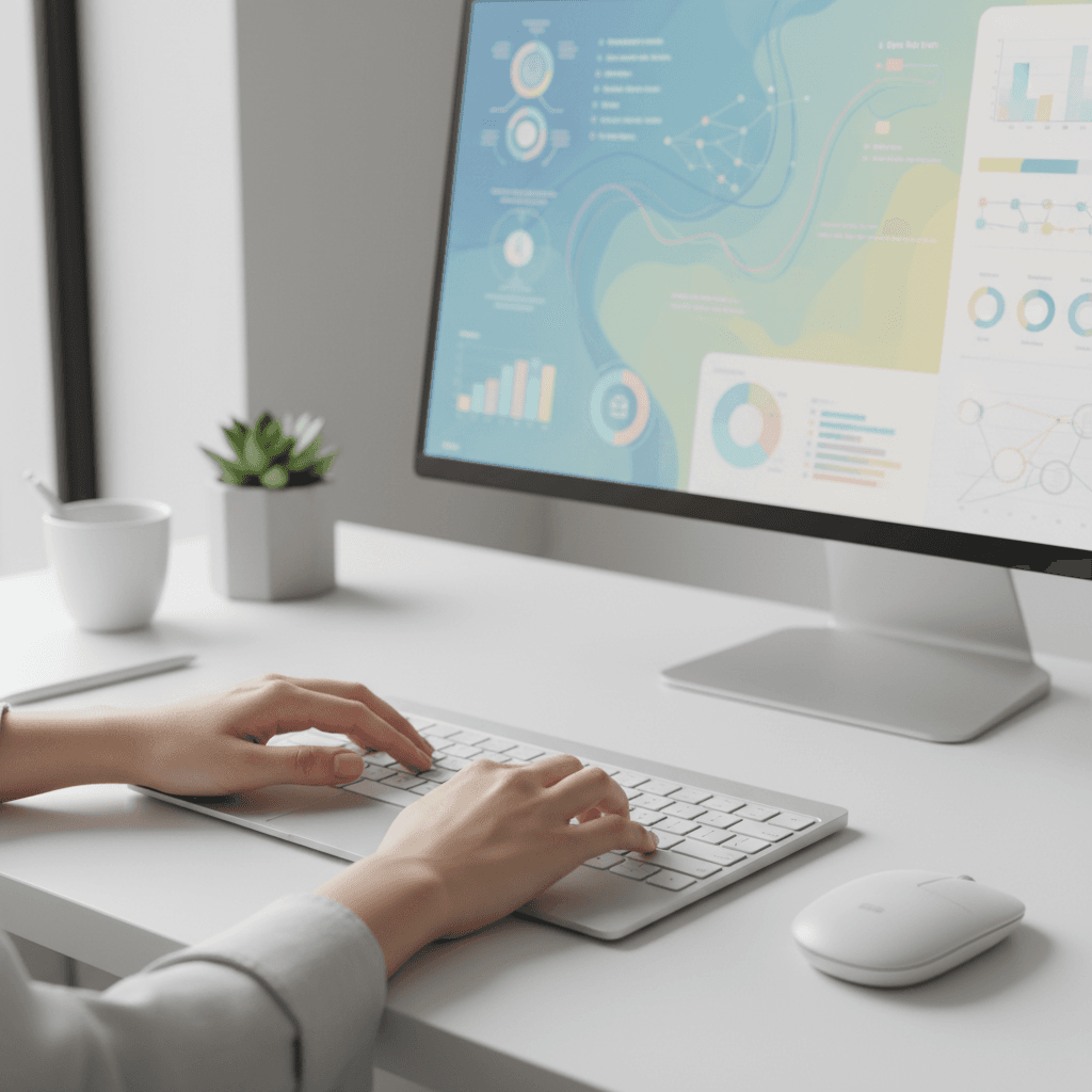 Contractor reviewing automated system performance metrics